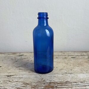 Vintage Cobalt Blue Glass Apothecary Bottle Decorative Medicine Jar 5.25 Inch